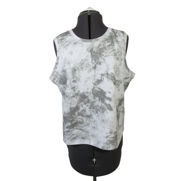 Ebb & Flow women's‎ laser cut marble print crop sleeveless athletic workout tank - Picture 1 of 12